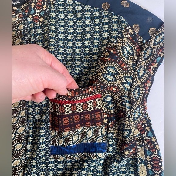 Desigual Azhar Mixed Pattern Short Sleeve Blouse Sz Sm - Picture 11 of 13